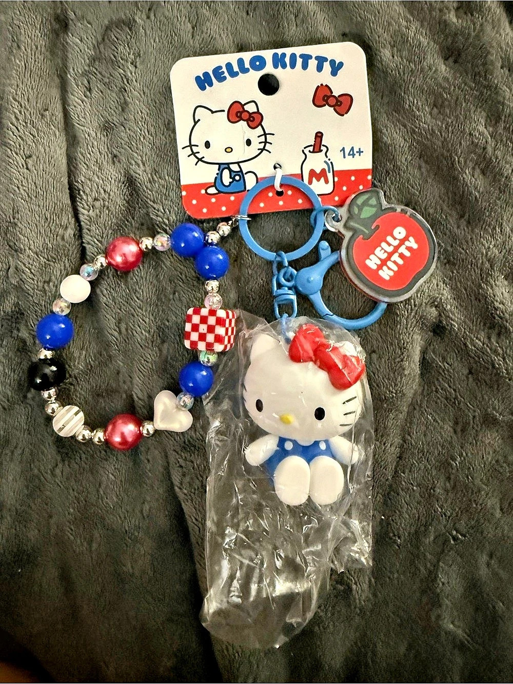 Sanrio Hello Kitty Hand Strap Key Chain YSK03067 Red & Blue